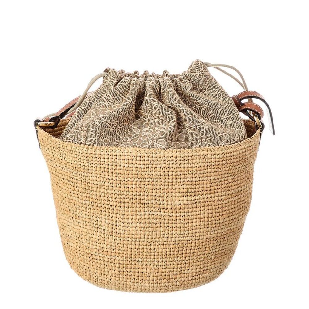 Loewe Anagram Raffia & Leather Bucket Bag, Brown - Picture 2 of 4